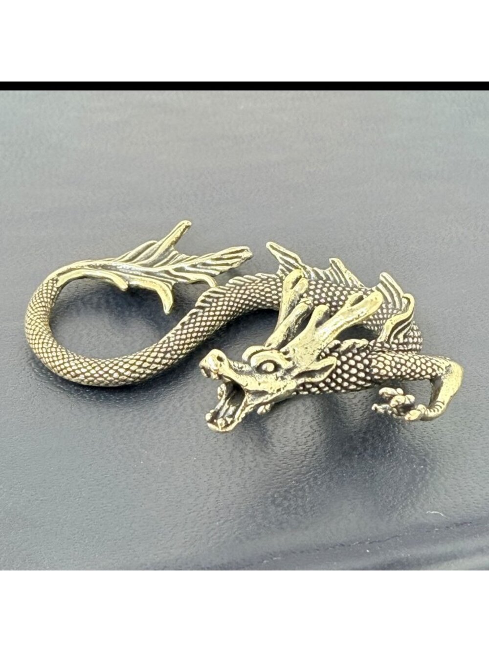 Brass Chinese Dragon Figurine Feng Shui Wealth Symbol Lucky Altar Decor